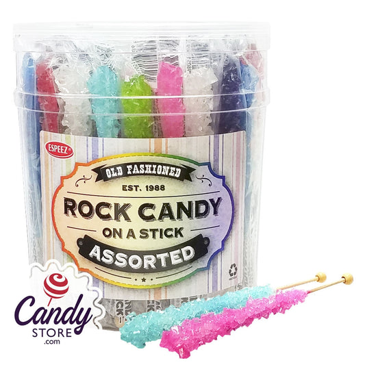 Assorted Rock Candy Crystal Sticks - 36ct Jar CandyStore.com