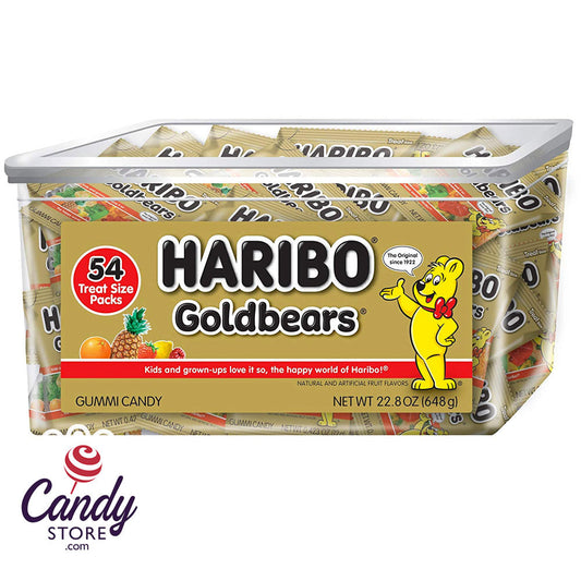 Haribo Gummi Gold Bears Mini Bags - 54ct Tub CandyStore.com