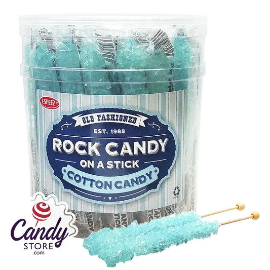 Light Blue Rock Candy Crystal Sticks Cotton Candy - 36ct Jar CandyStore.com