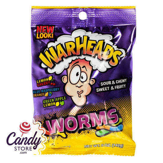 Warheads Sour Worms Peg Bags - 12ct CandyStore.com