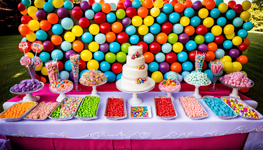 Different types of candies on a wedding table.